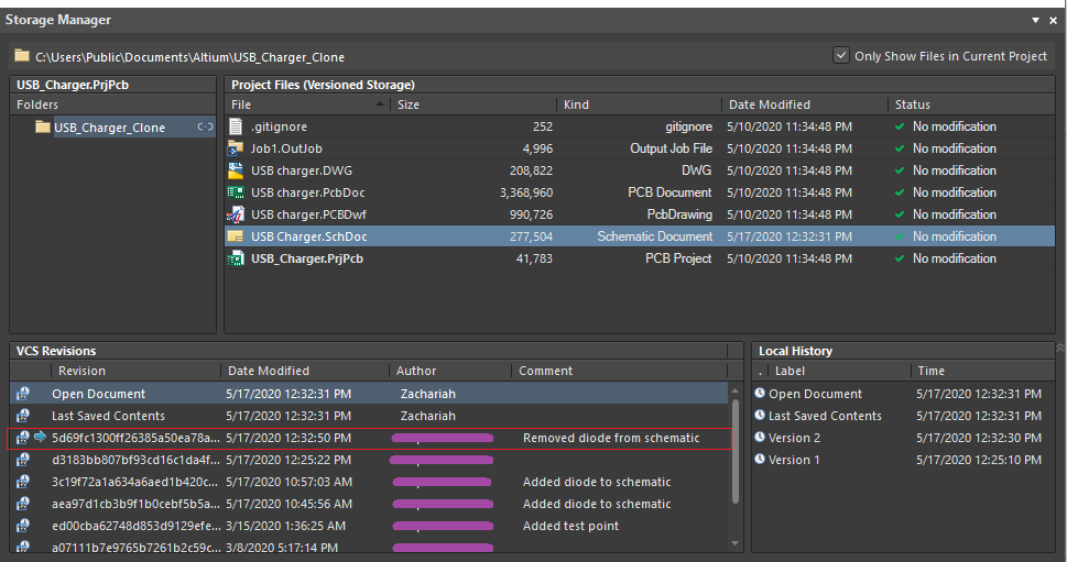 Storage Manager panel in Altium Designer